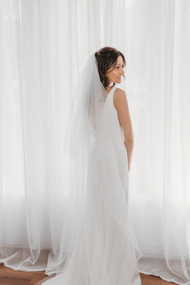 Plain Veil Ivory Double Teir AN6045