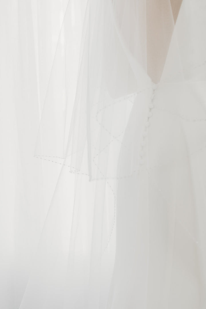 Beaded Veil Ivory Double Teir AN6045B