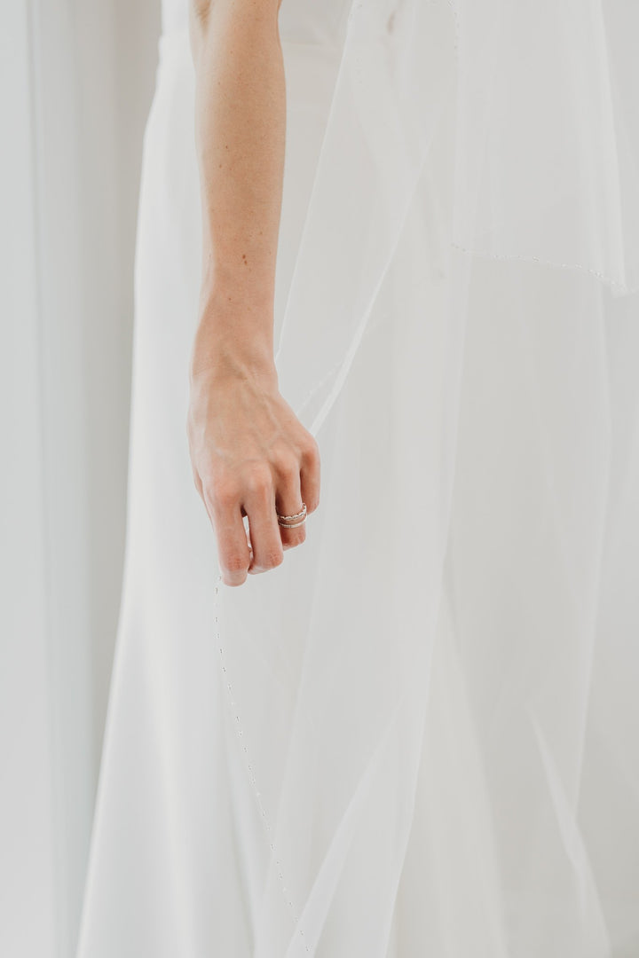 Beaded Veil Ivory Double Teir AN6045B