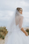 Satin Edge Veil Ivory Double Teir AN6045SE