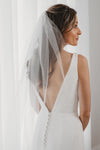 Plain Veil Ivory Single Teir AN6112