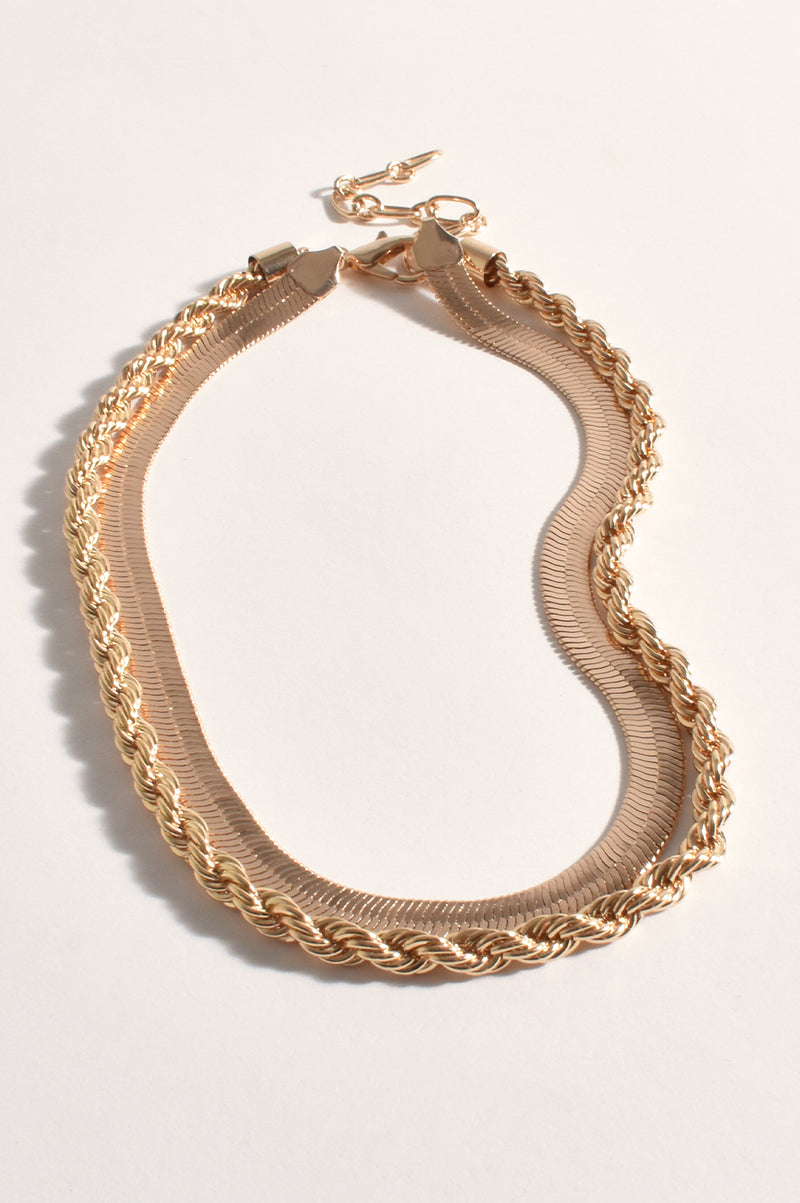 Adorne Twist Chain Double Layer Necklace AND2365