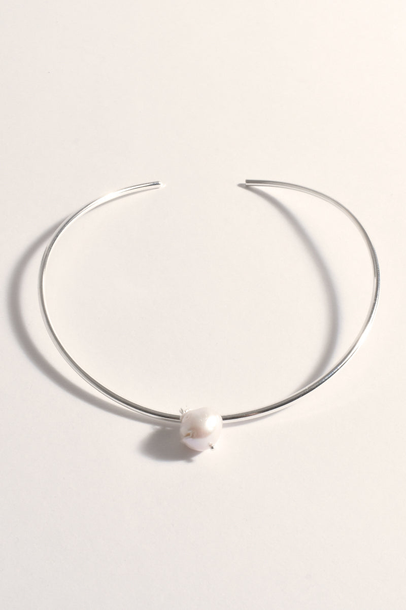 Adorne Freshwater Pearl Drop Collar in Silver AND2470