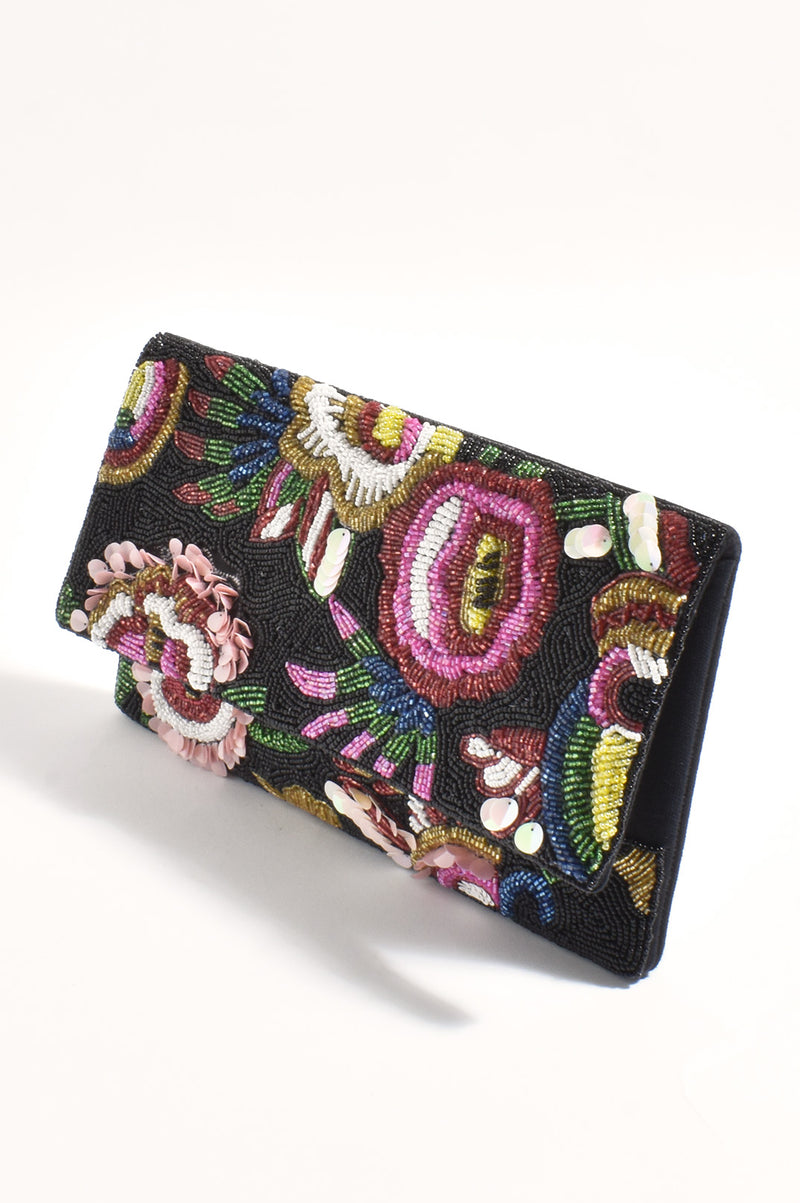 Adorne Rio Floral Beaded Statement Clutch AVA9620