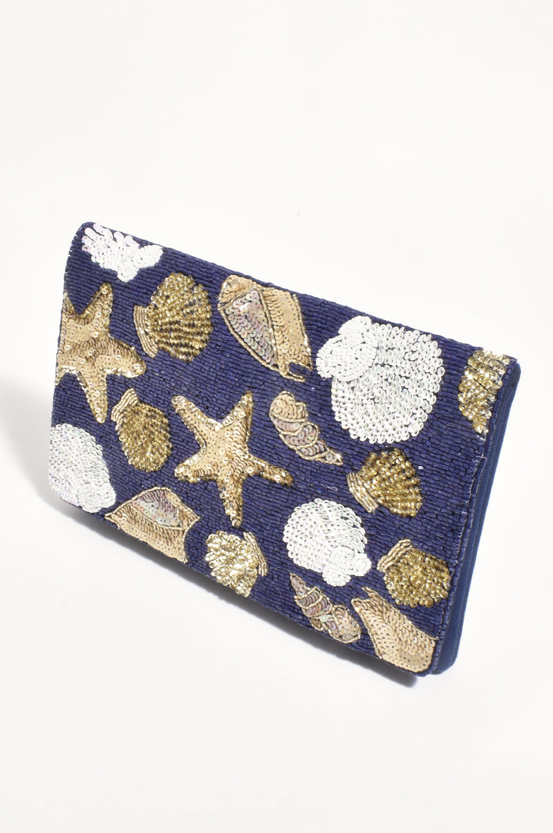 Adorne Miranda Seashells Sequined Clutch AVA9622