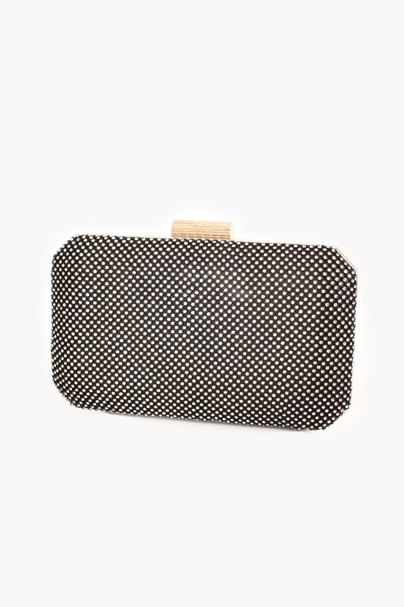 Adorne Diamante Mesh Structured Clutch Black AVD1060