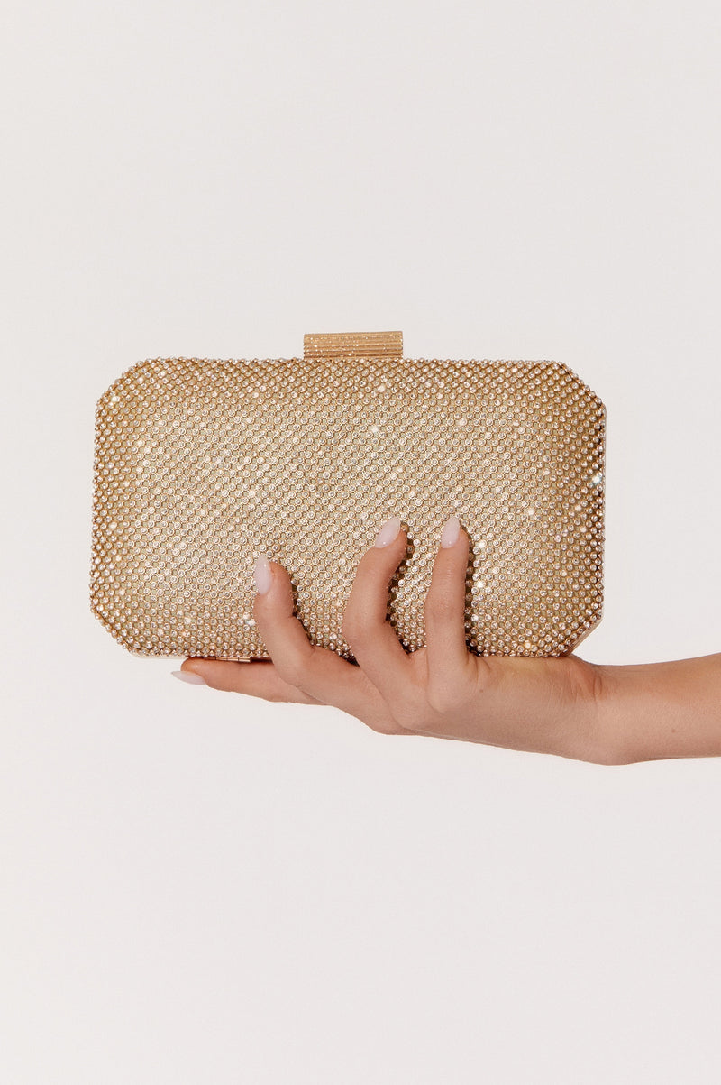 Adorne Diamante Mesh Structured Clutch Gold AVD1060