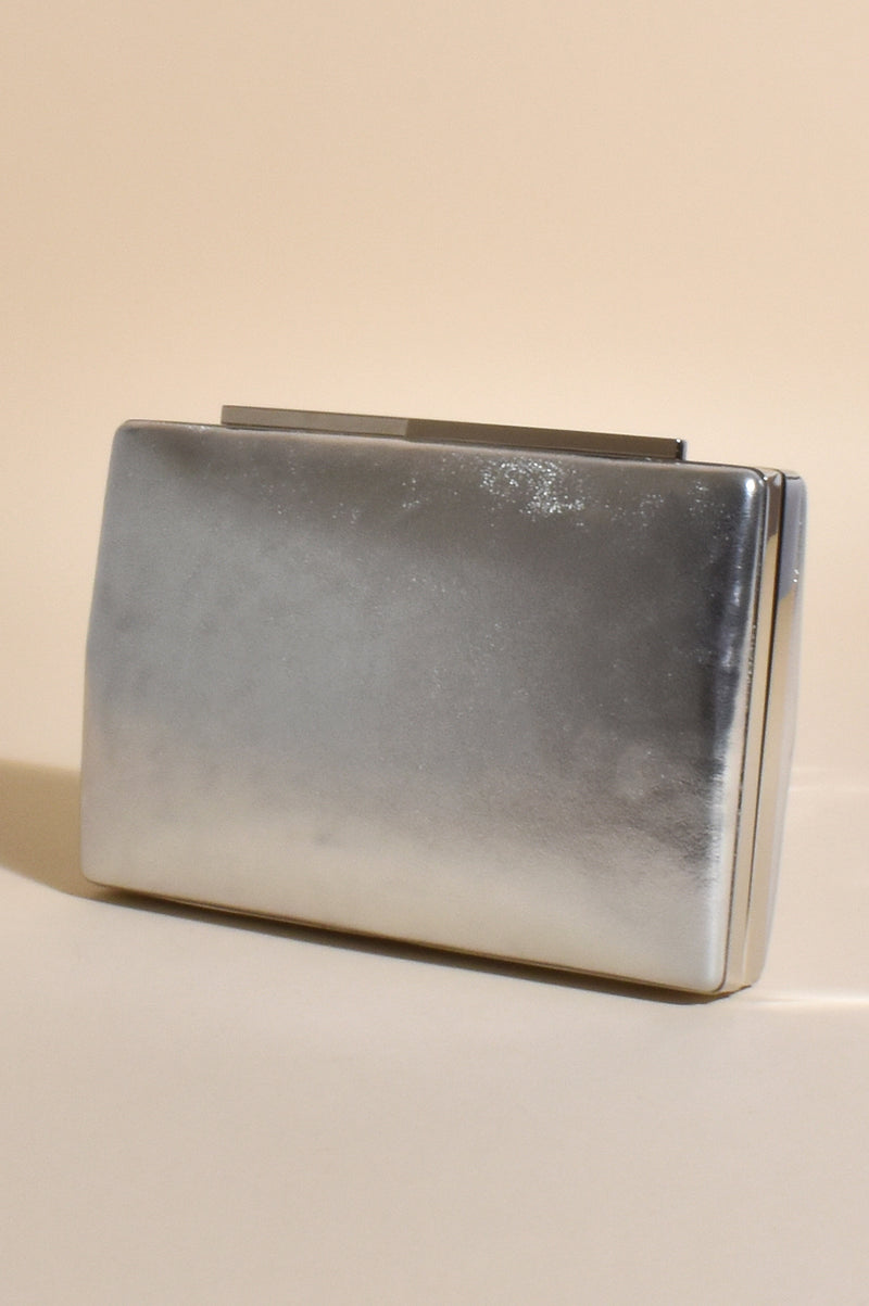 Adorne Metallic Structured Clutch in Silver AVD1244