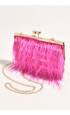 Adorne Cher Feather Floaty Clutch in Pink AVD1677