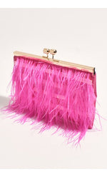 Adorne Cher Feather Floaty Clutch in Pink AVD1677