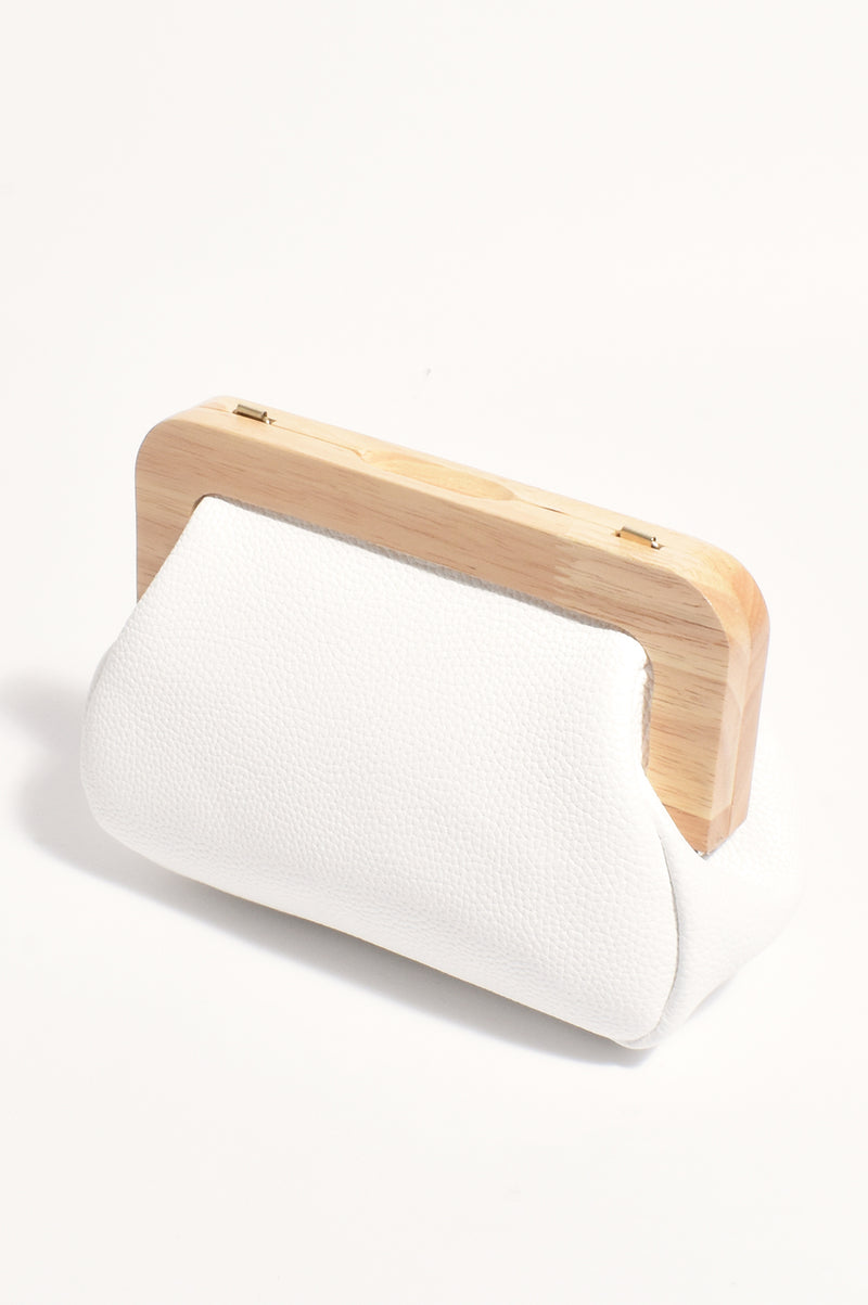 Adorne Kimmi Timber Frame Clutch in Cream AVD1683