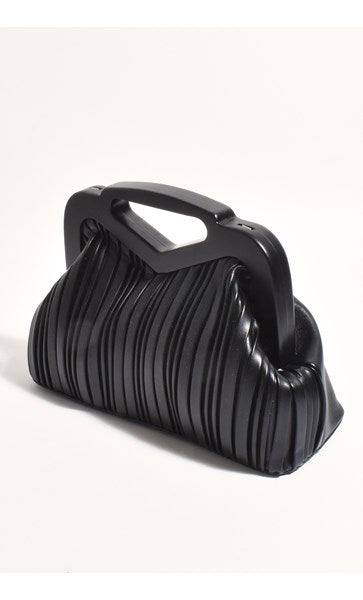 Adorne Pleated Resin Frame Clutch Bag in Black AVD1685