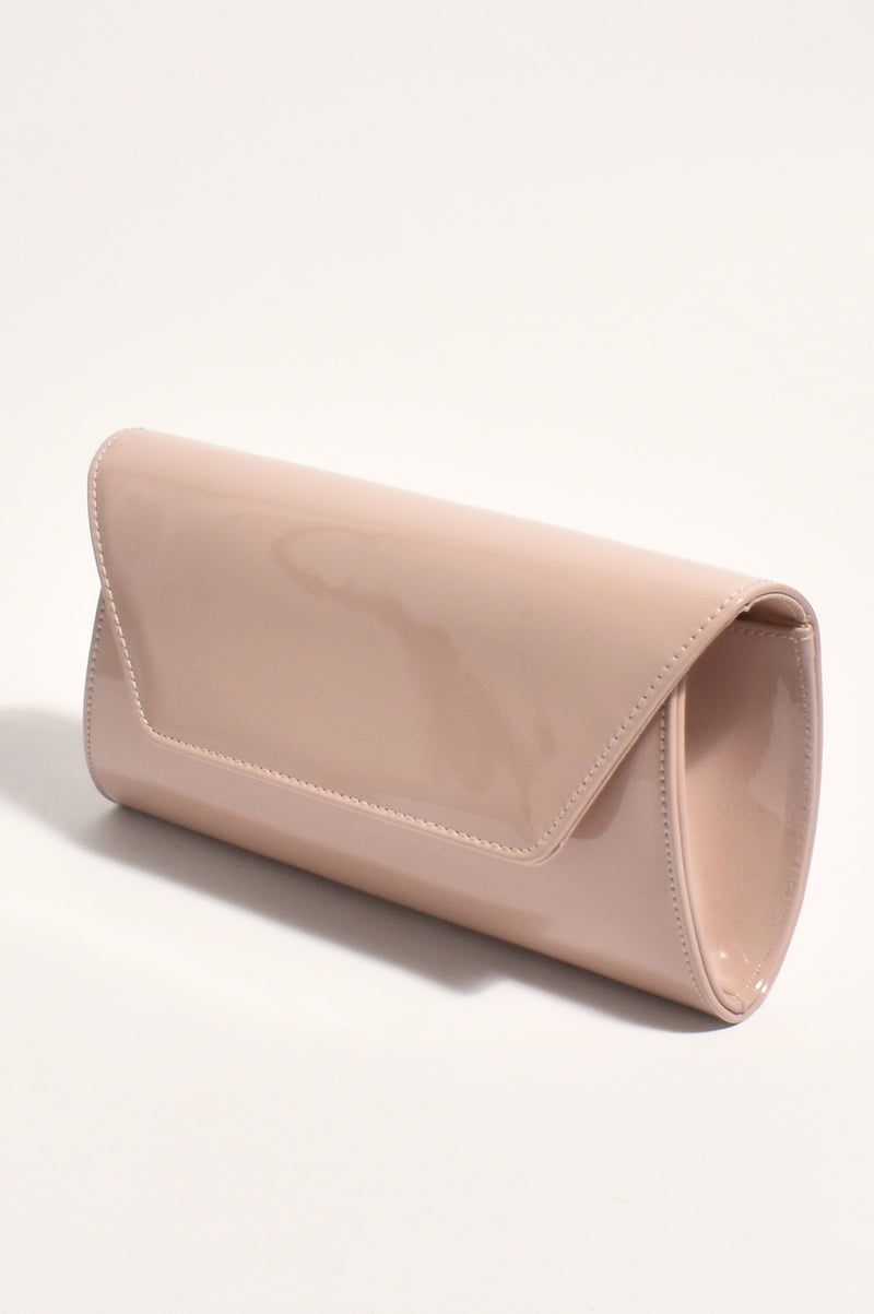 Adorne Suzie Gloss Fold Over Clutch in Nude AVD1694