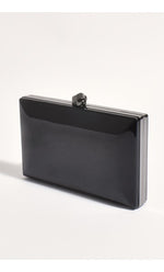 Adorne Mira Metallic Structured Clutch in Black AVD1699