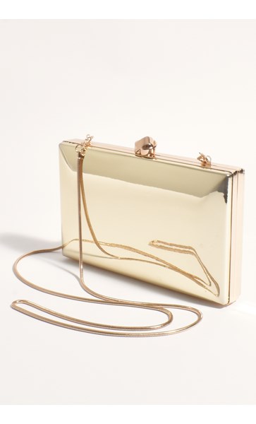 Adorne Mira Metallic Structured Clutch in Gold AVD1699