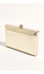 Adorne Mira Metallic Structured Clutch in Gold AVD1699