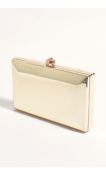 Adorne Mira Metallic Structured Clutch in Gold AVD1699