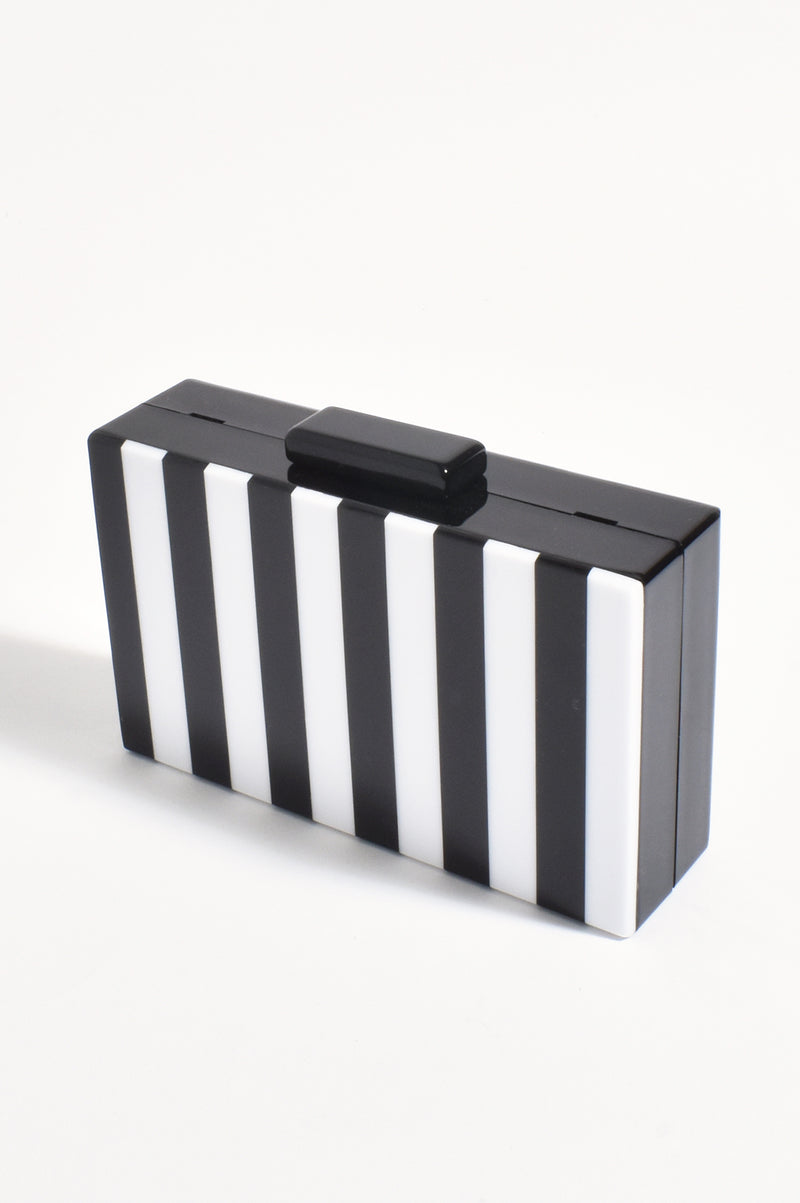 Adorne Jones Striped Resin CLutch AVD1734