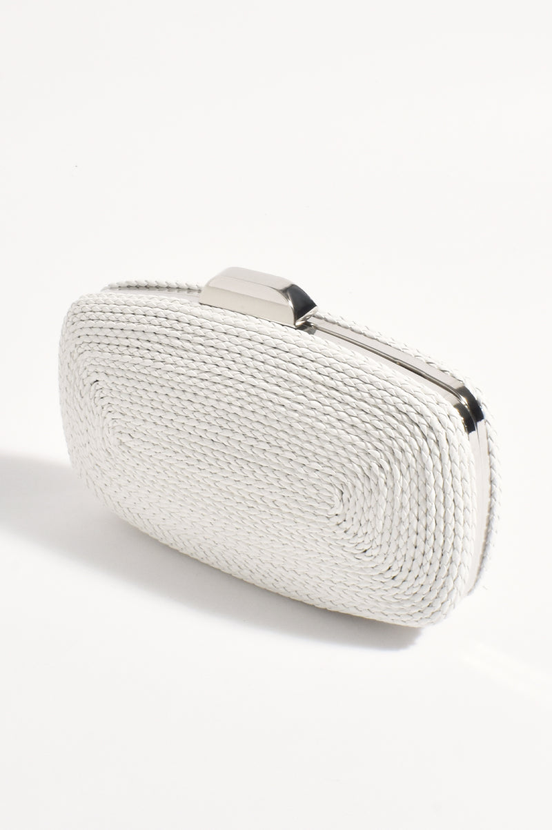 Adorne Leela Rope Detail Structured Clutch Off White AVD1738