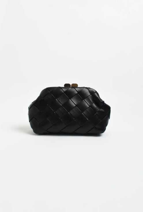 Adorne Amelie Weave Clutch in Black AVD1768