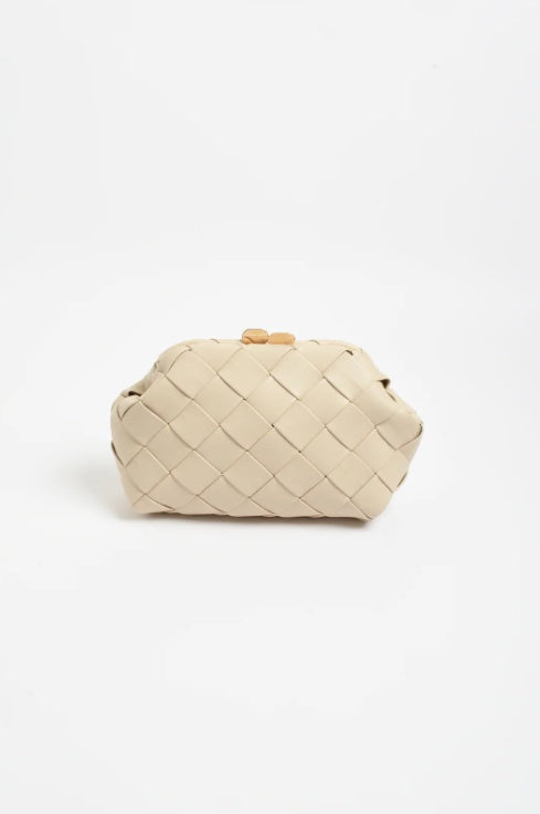 Adorne Amelie Weave Clutch in Cream AVD1768