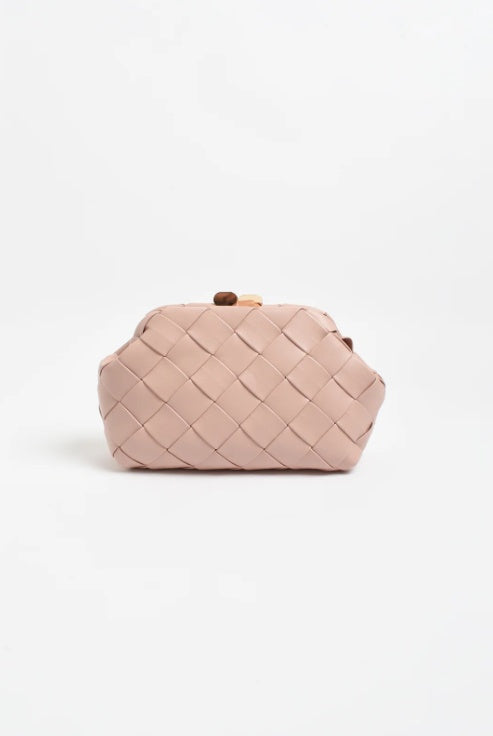 Adorne Amelie Weave Clutch in Pink AVD1768