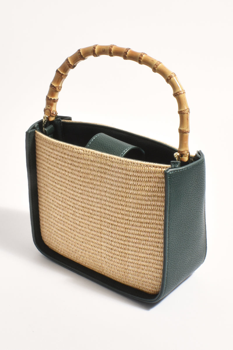 Adorne Poppi Bamboo Mini Handbag in Green AXD1841