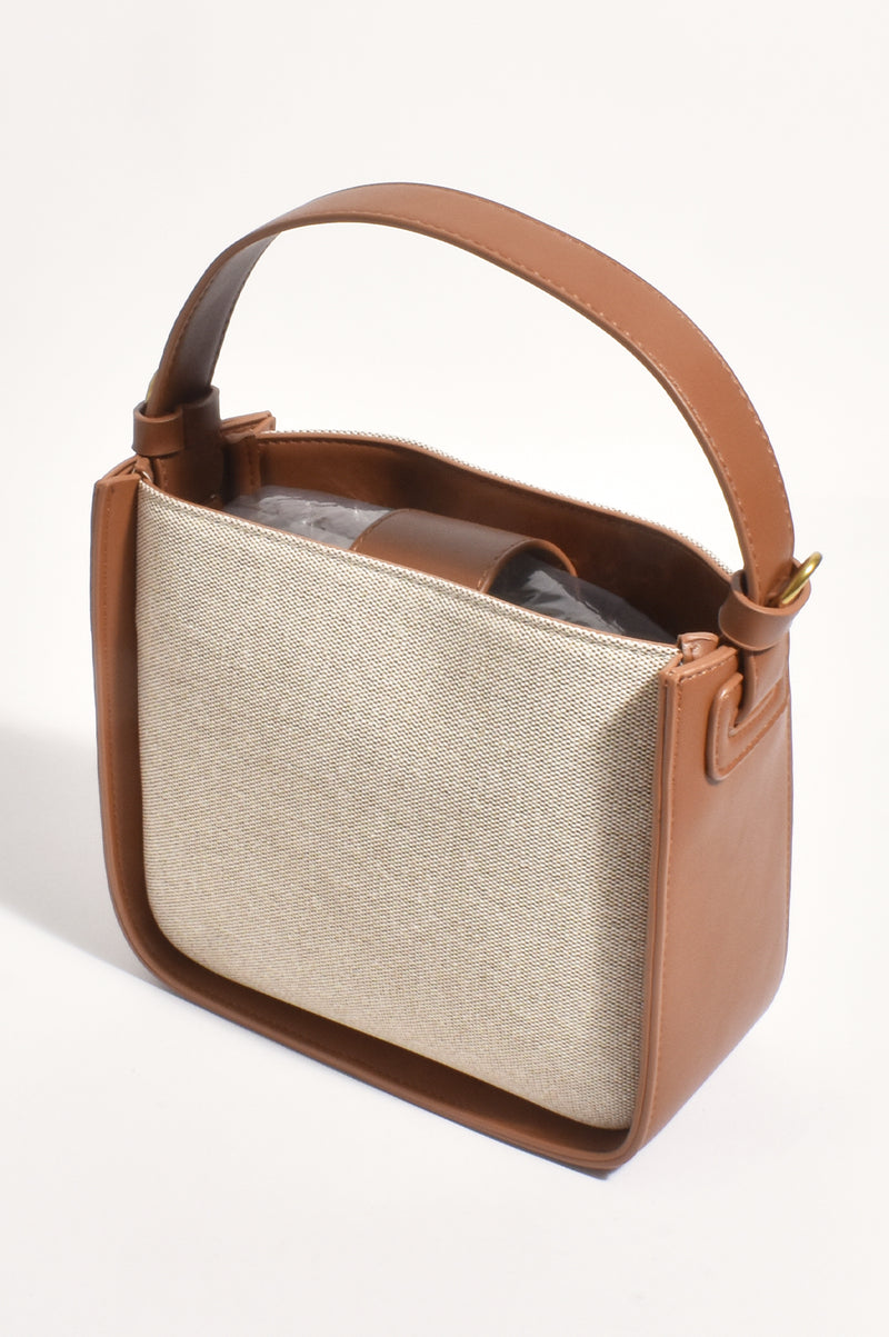 Adorne Poppi Canvas Mini Handbag in Tan AVD1902