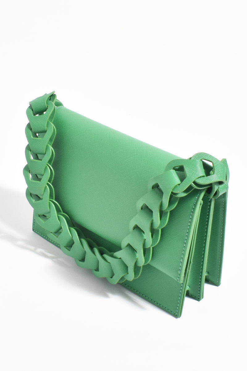 Adorne Jessica Structured Chain Mini Handbag in Green AXD1930