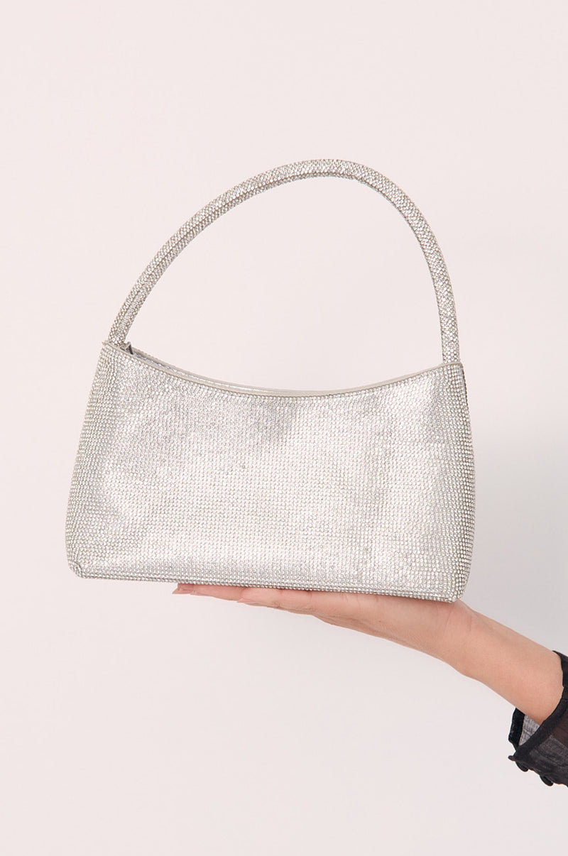 Adorne Astrid Handle Diamante Mini Bag in Silver AXD1950