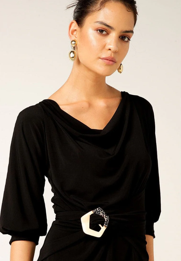Sacha Drake Buckle Accessory in Gold Black Marble