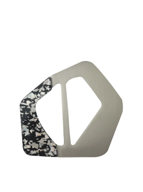 Sacha Drake Buckle Accessory in Silver Black Marble