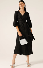 Sacha Drake Chateau Wrap Dress in Black