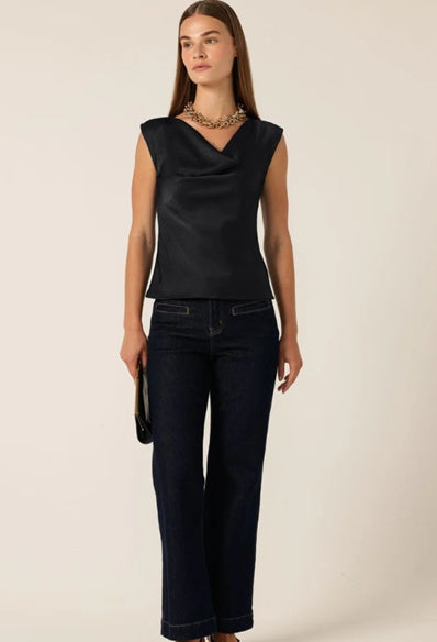 Sacha Drake Cowl Bias top in Black
