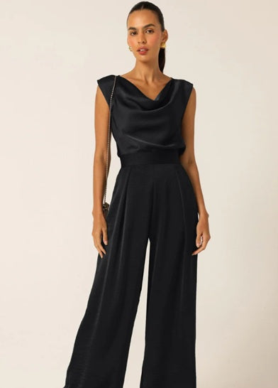 Sacha Drake Cowl Bias top in Black