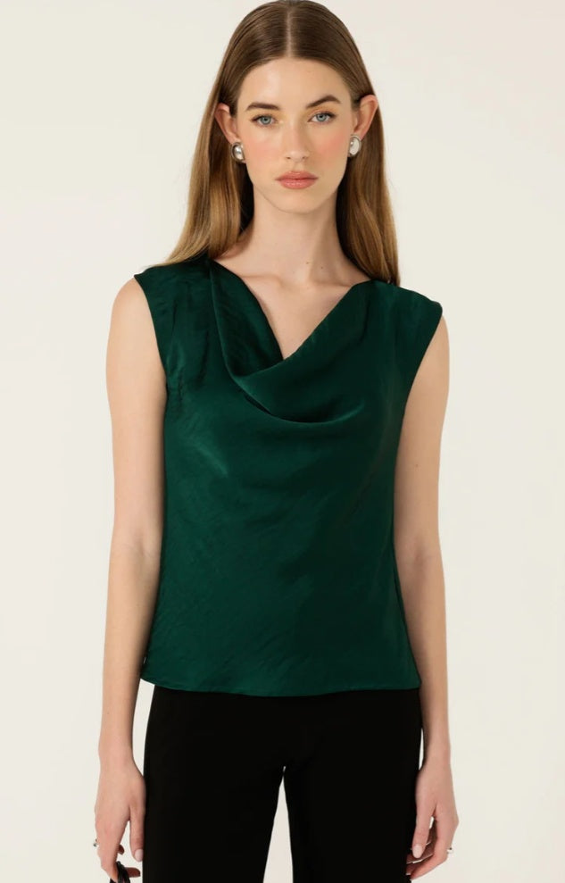 Sacha Drake Cowl Bias top in Emerald