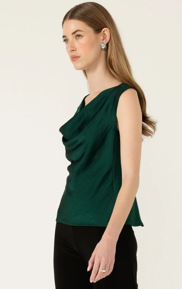Sacha Drake Cowl Bias top in Emerald