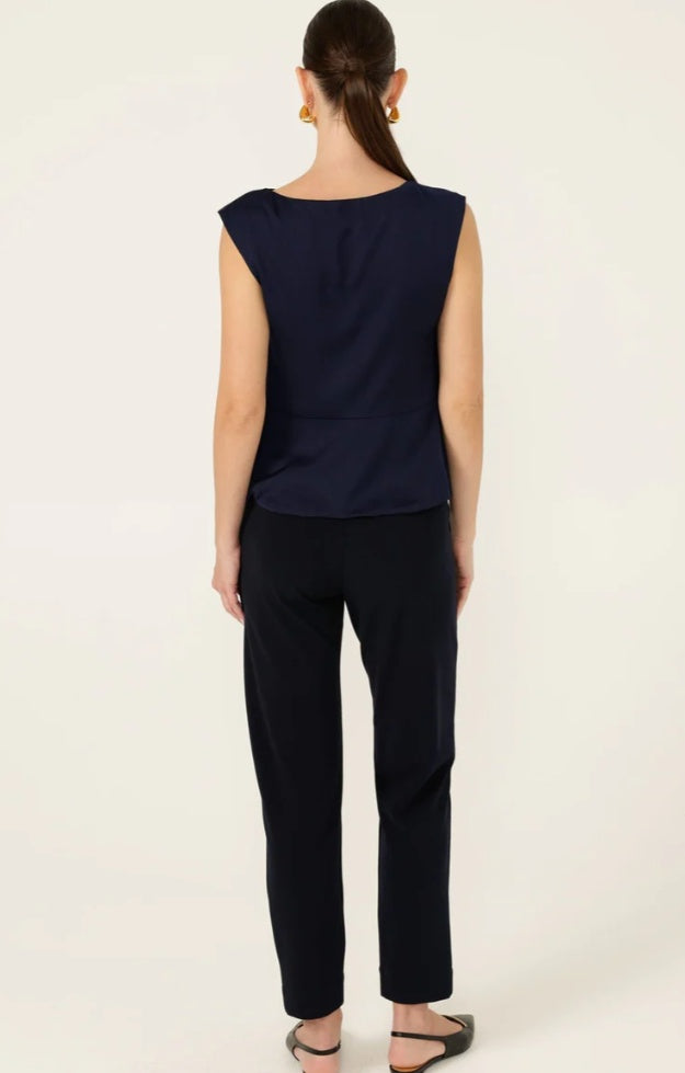 Sacha Drake Cowl Bias top in Navy