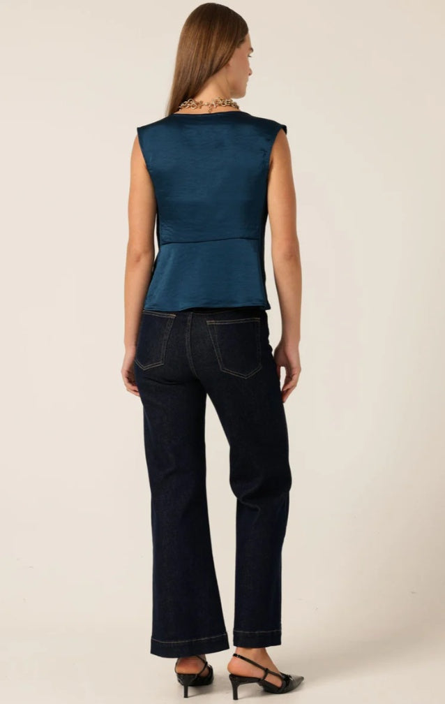 Sacha Drake Cowl Bias top in Steel Blue