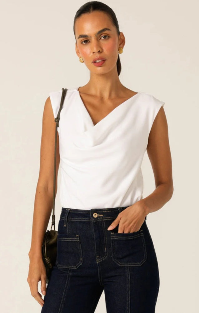 Sacha Drake Cowl Bias top in White