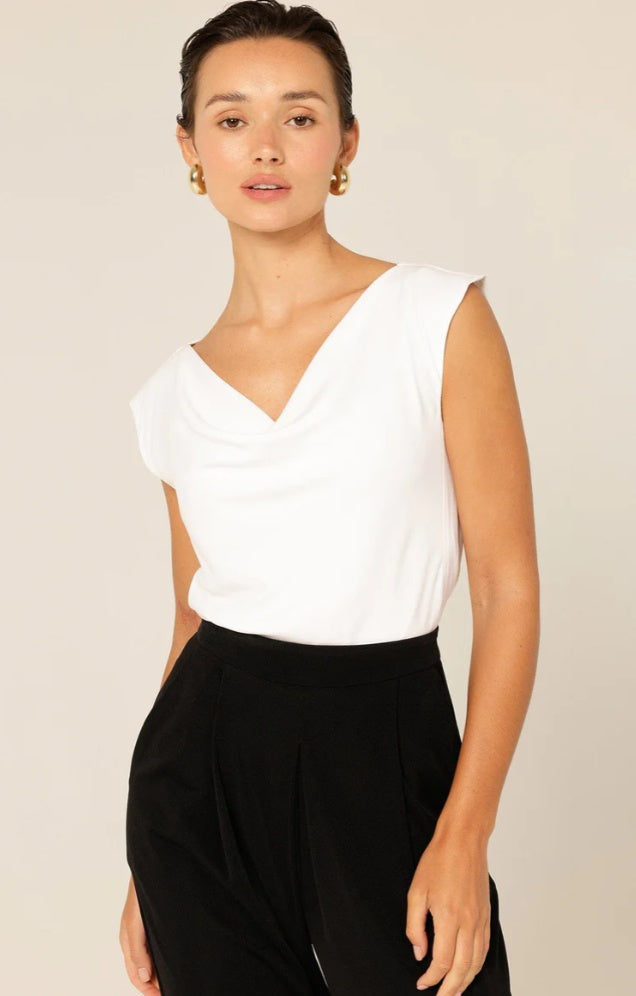 Sacha Drake Cowl Bias top in White