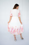 Fria Blossom Border Mock Wrap Midi Dress