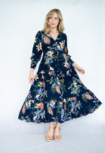 Silver Wishes Navy Floral Maxi