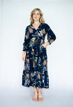 Silver Wishes Navy Floral Maxi