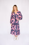 Fria Selma Dress in Navy and Pink