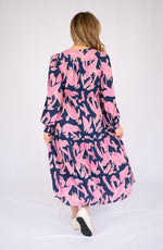 Fria Selma Dress in Navy and Pink