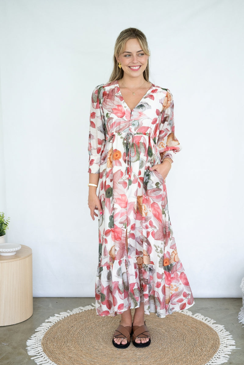 Fria Dahlia Tier Selma Maxi Dress