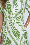 Fria Fringe Flower Midi Dress in Olive