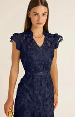 Sacha Drake Delphine Fishtail Lace Dress in Navy