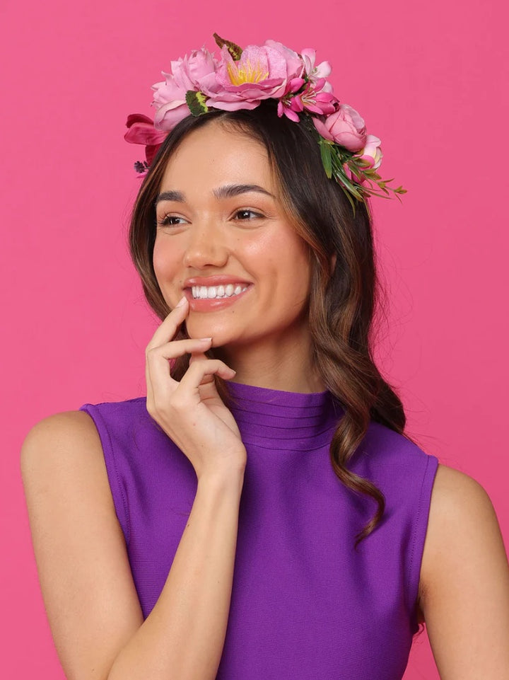 Morgan & Taylor Dori Flower Crown in Hot Pink